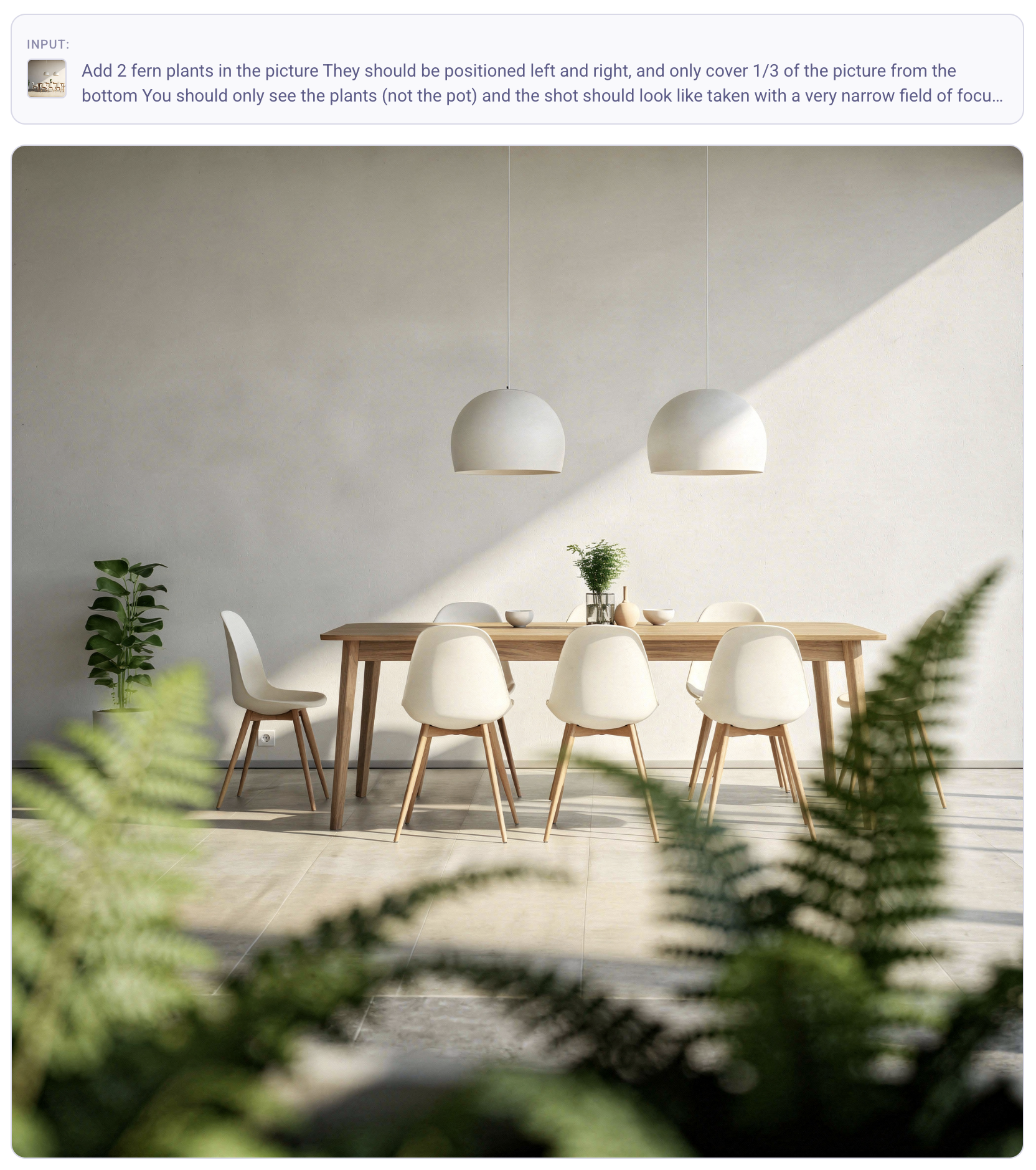 Table with plants