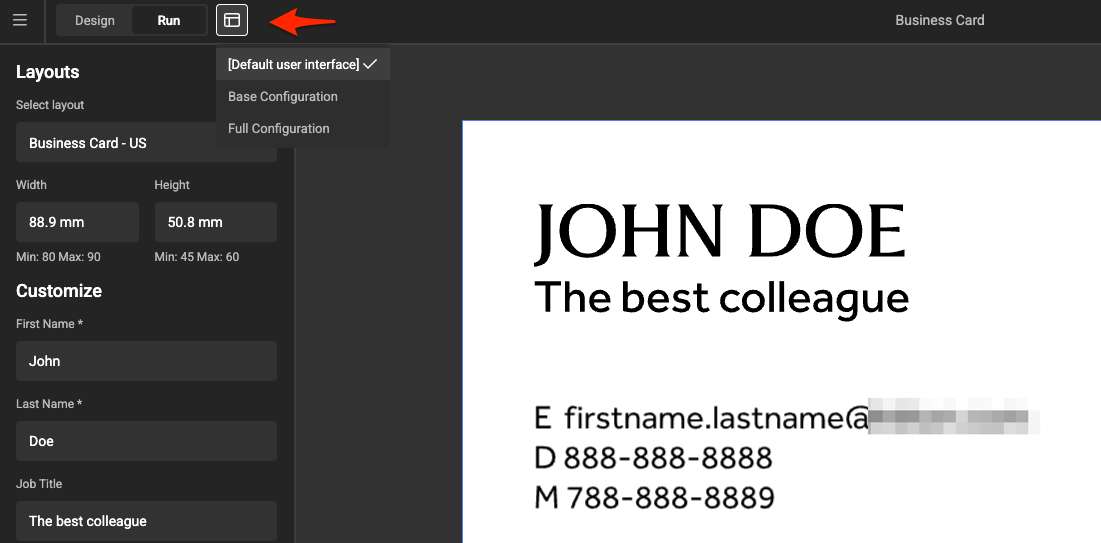 Preview in Run Mode