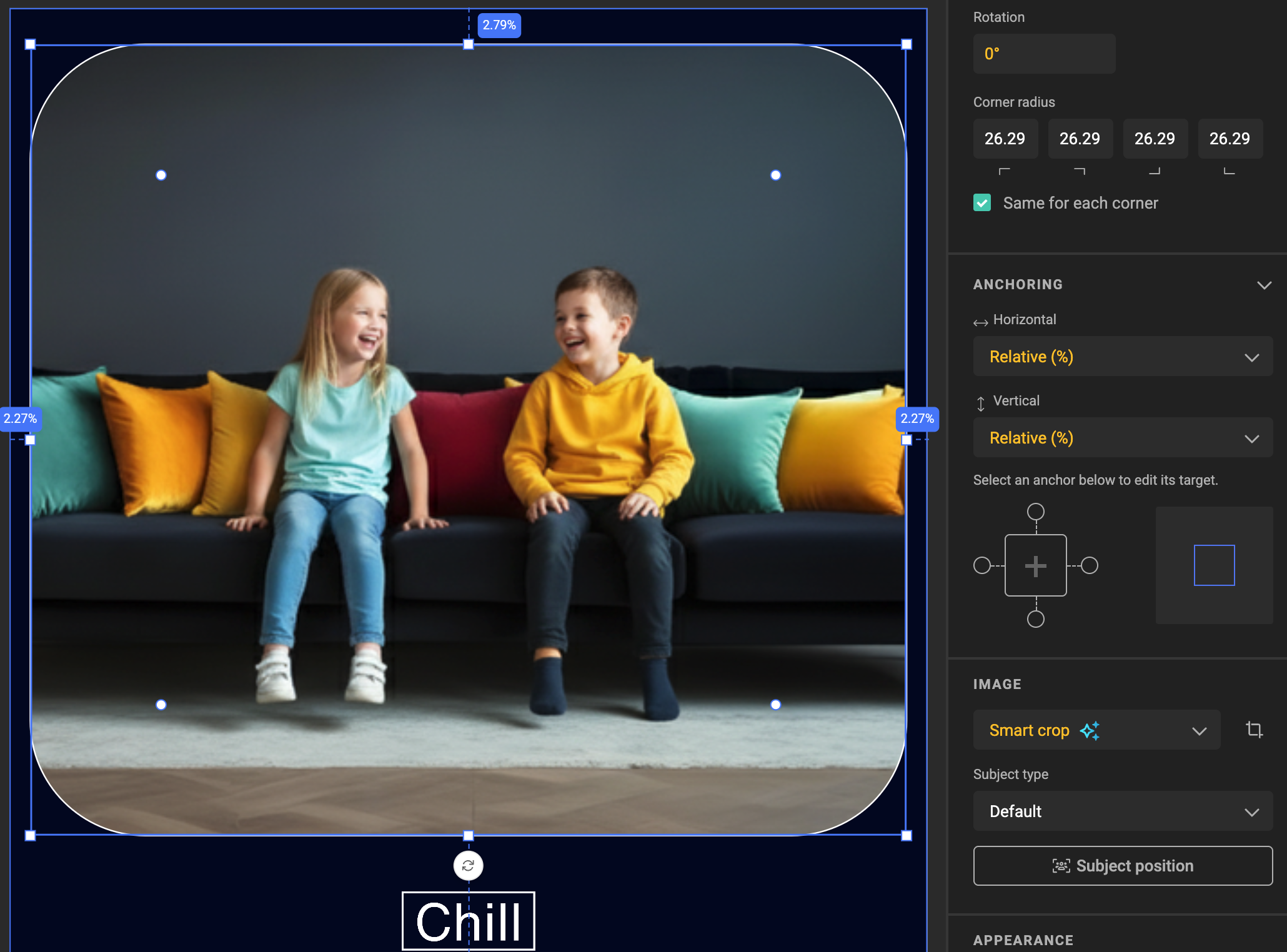 Image with clipping mask and rounded corners