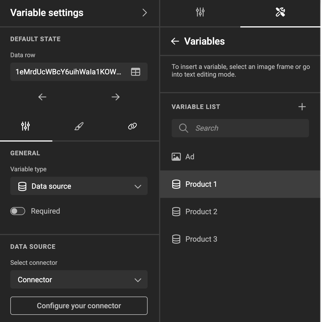 Create a data source variable