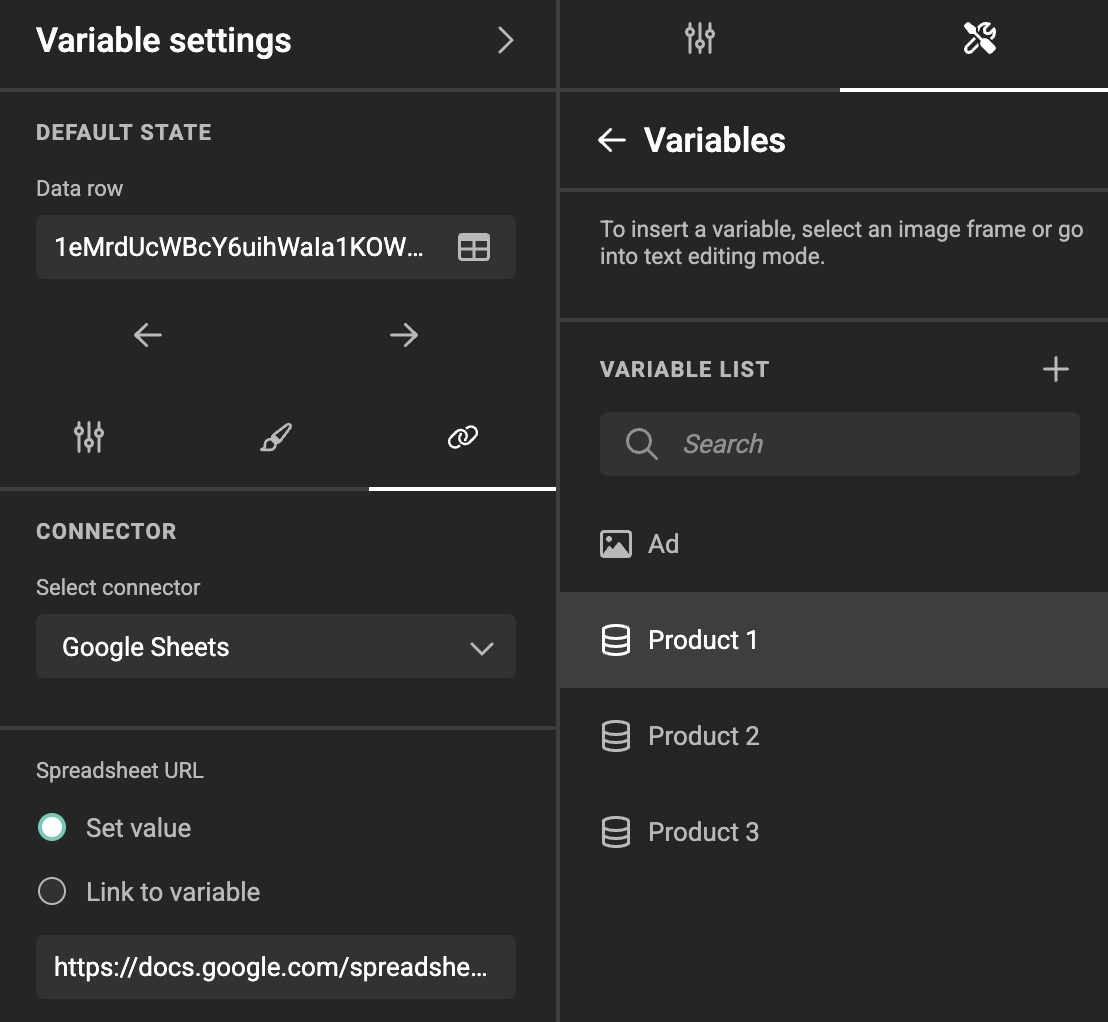 Configure the connector for the Data Source Variable